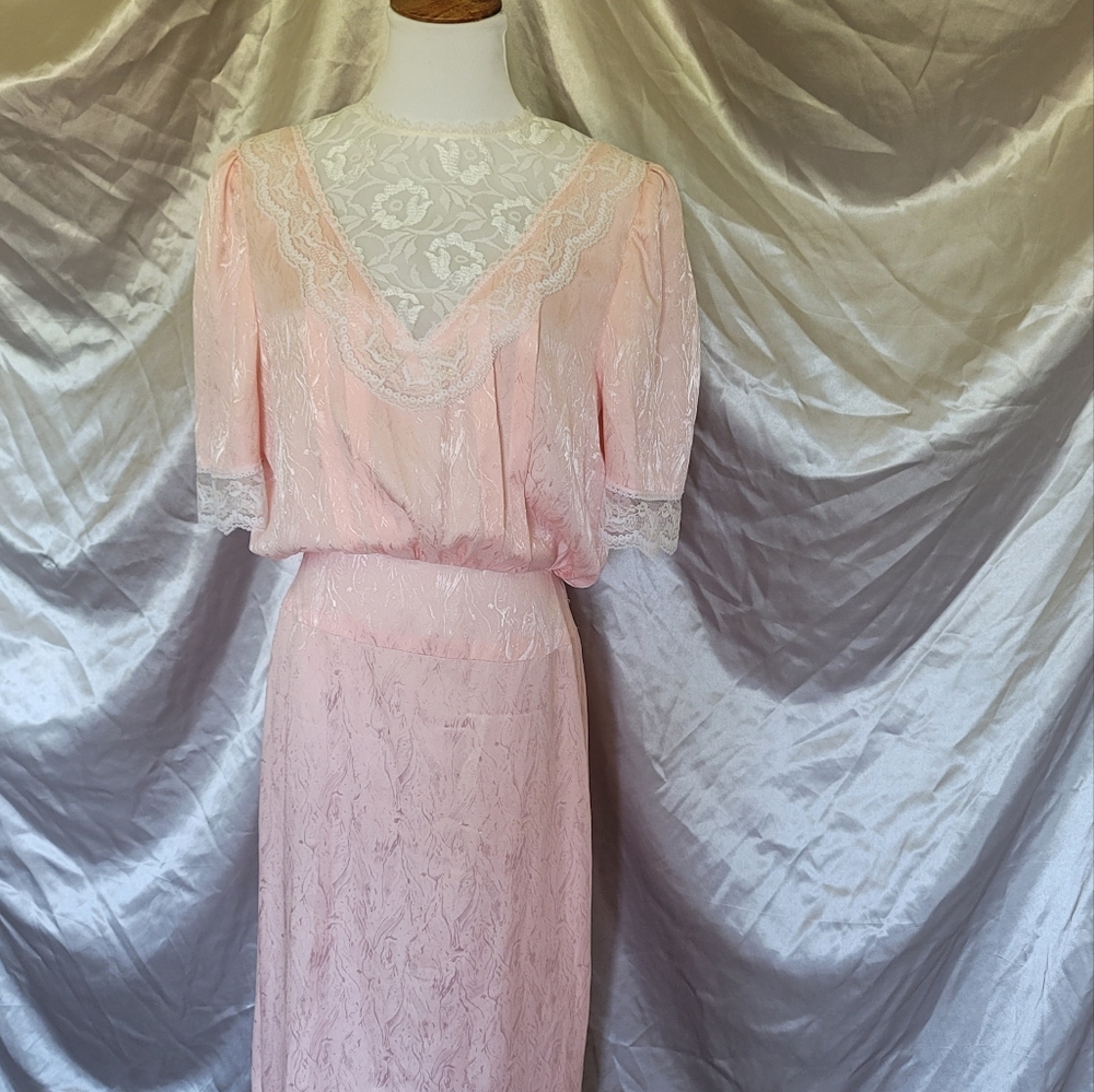 Vintage Handmade Pink Lace Prairie Coquette Cottagecore Girly Femi Fairy Dress